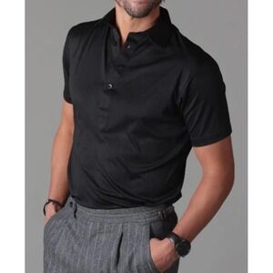 NWOT Collars & Co Black Featherweight Semi-Spread Collar Polo Various Sizes